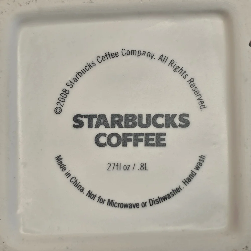 Starbucks Coffee Canister 27oz White Excellent 2008 Holiday Snowflake Jar